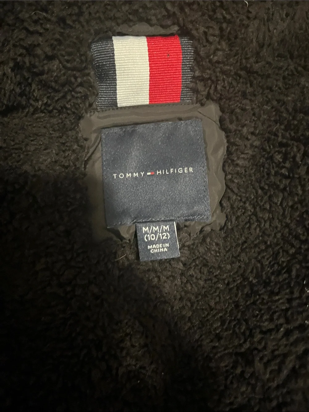 Tommy Hilfiger Kids Black Puffer Jacket with Red & White Trim